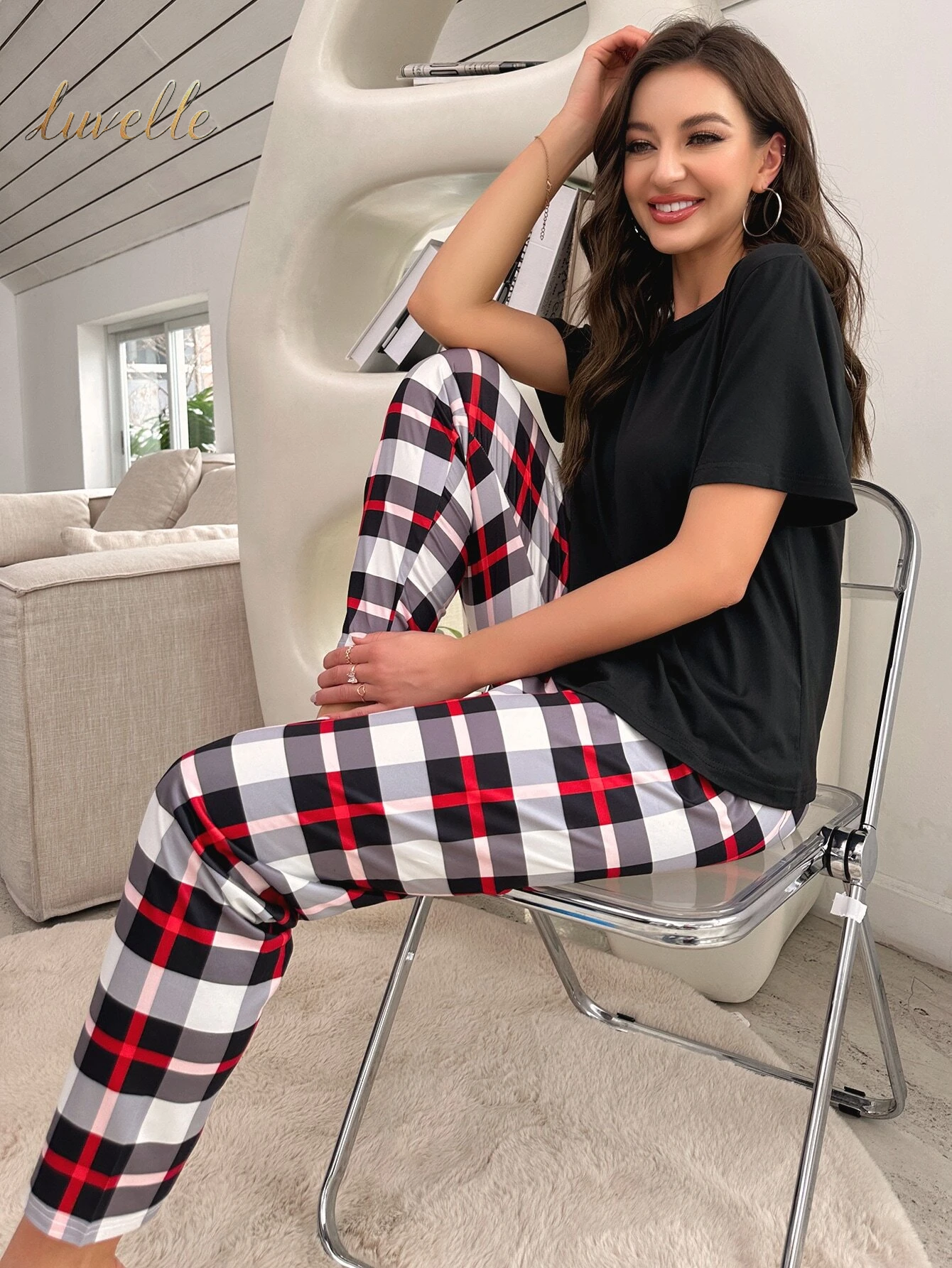 Tartan Print PJ Set / Pajama Set_Red