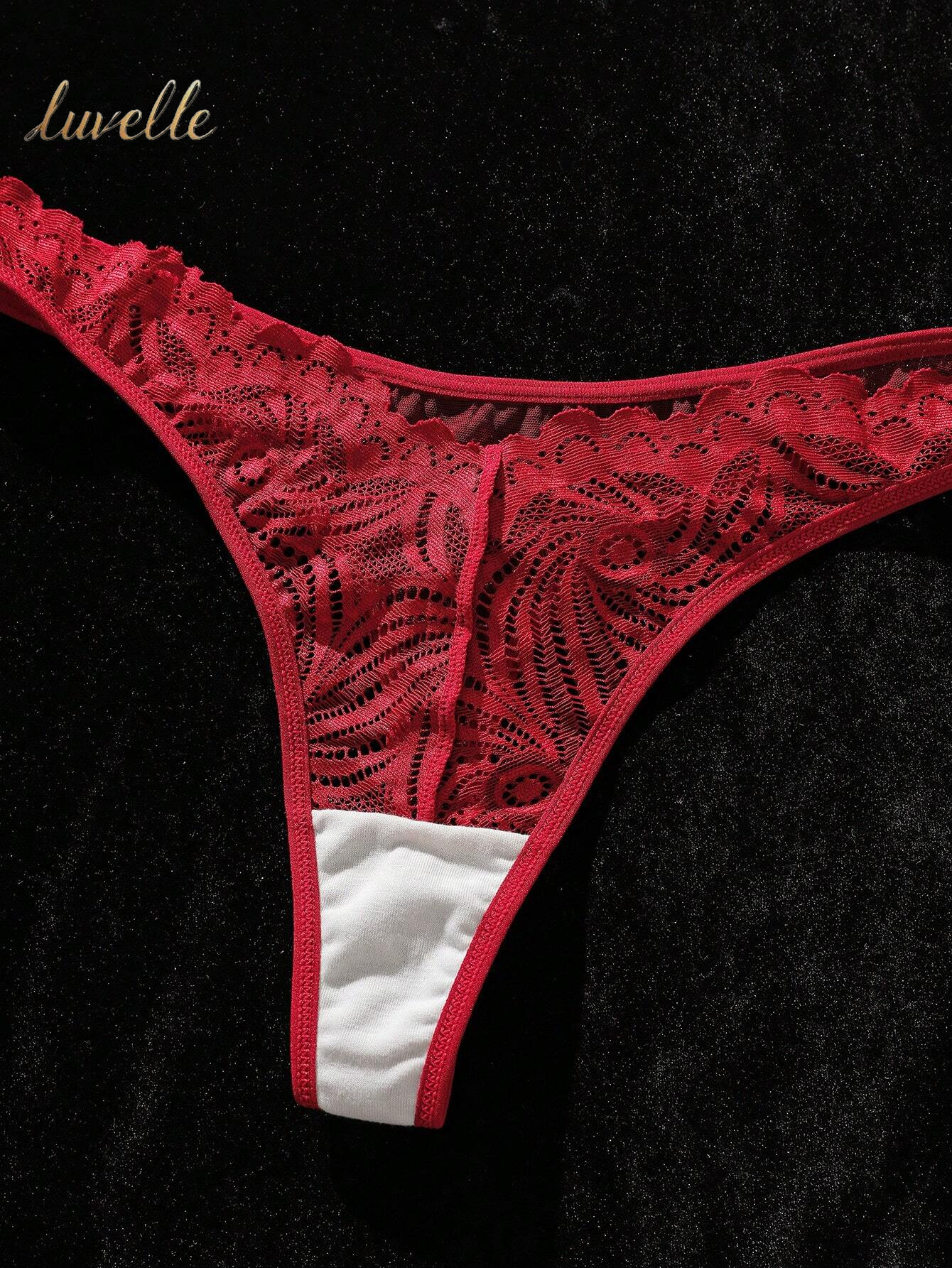 Luvelle Floral Fantasy: Lace Underwire Lingerie Set_Burgandy