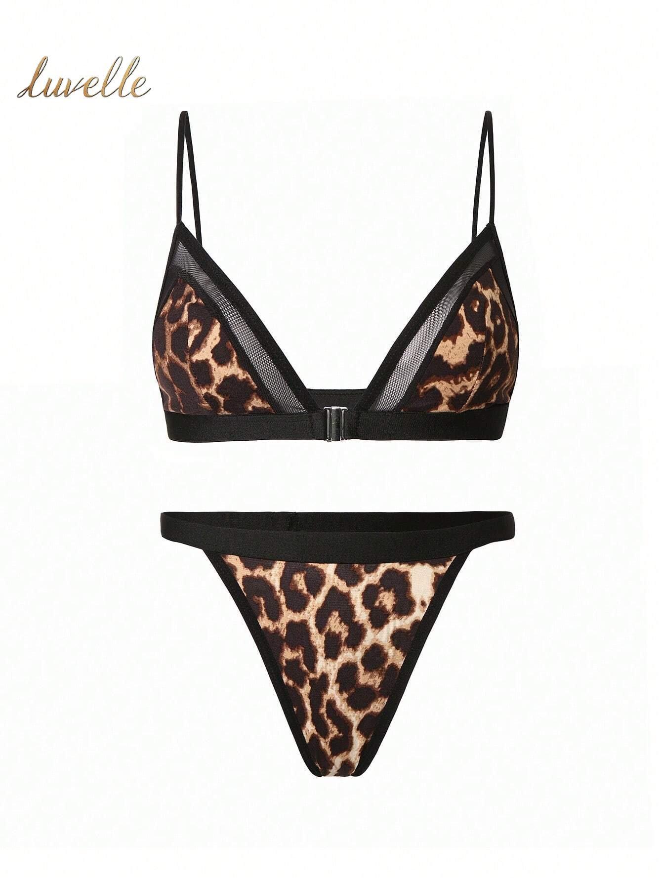 Women'S Solid Color Wireless Bra & Panties Set_Cheetah