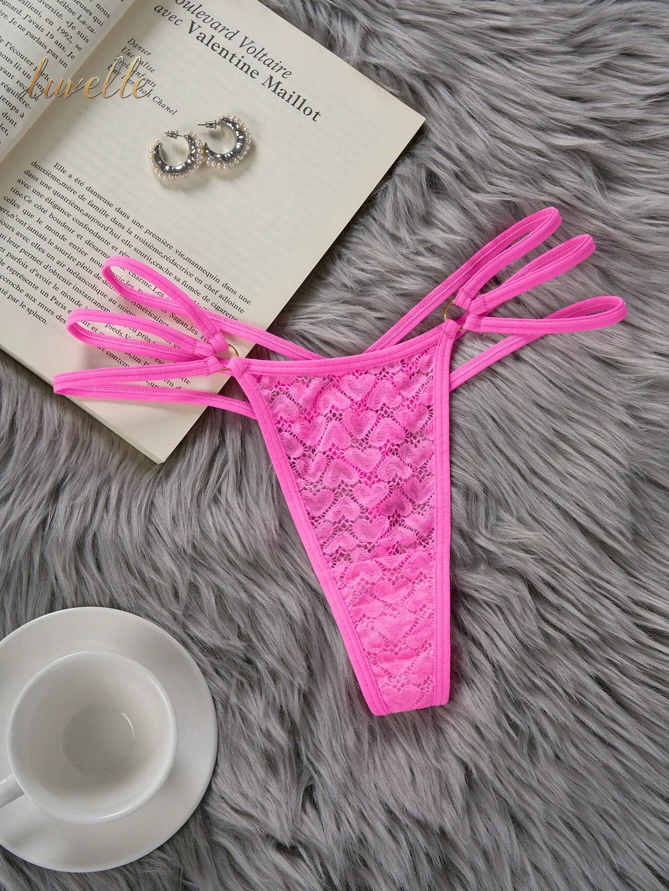 Floral Lace Ring Linked Thong Lingerie_Pink