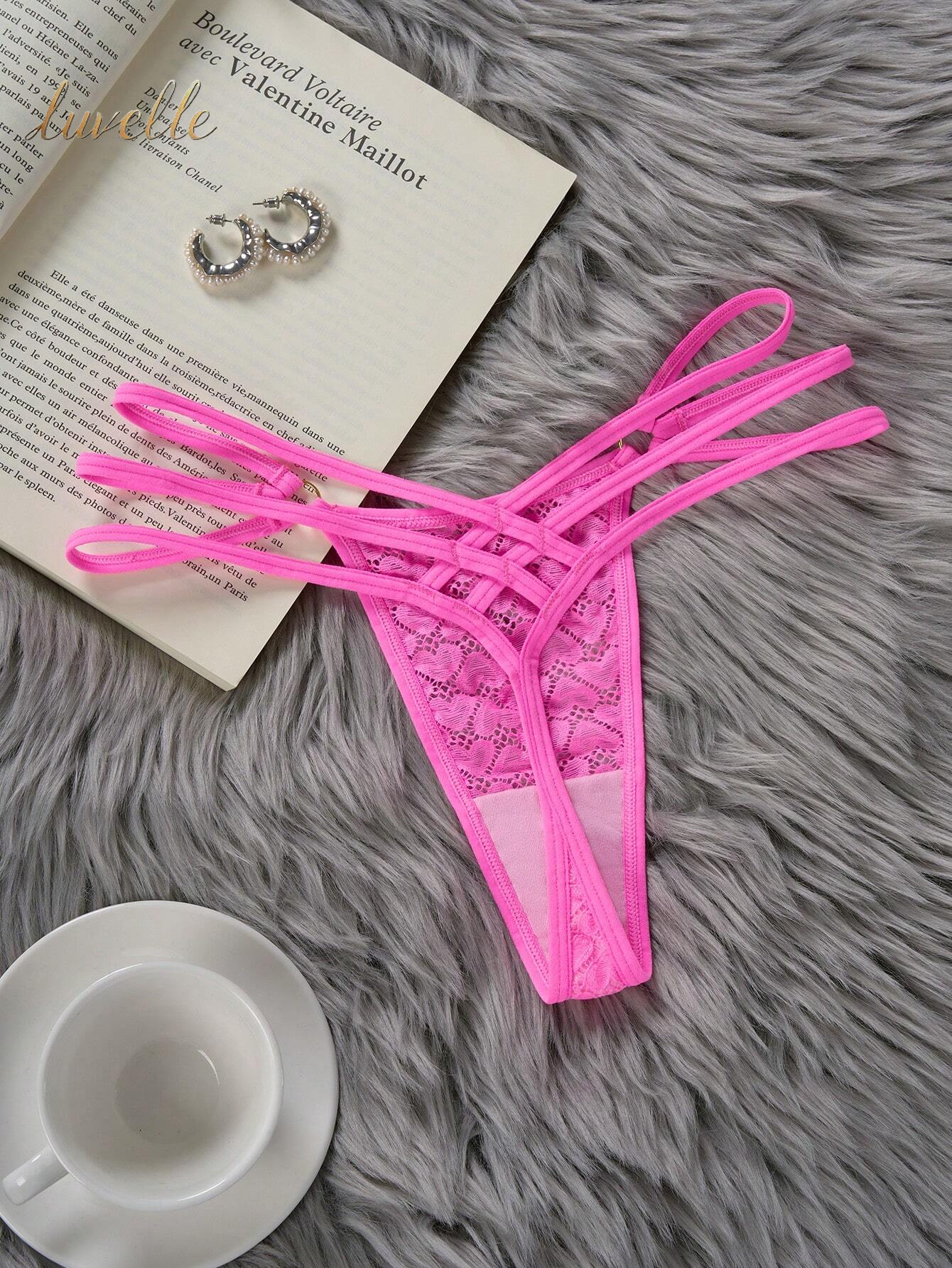 Floral Lace Ring Linked Thong Lingerie_Pink