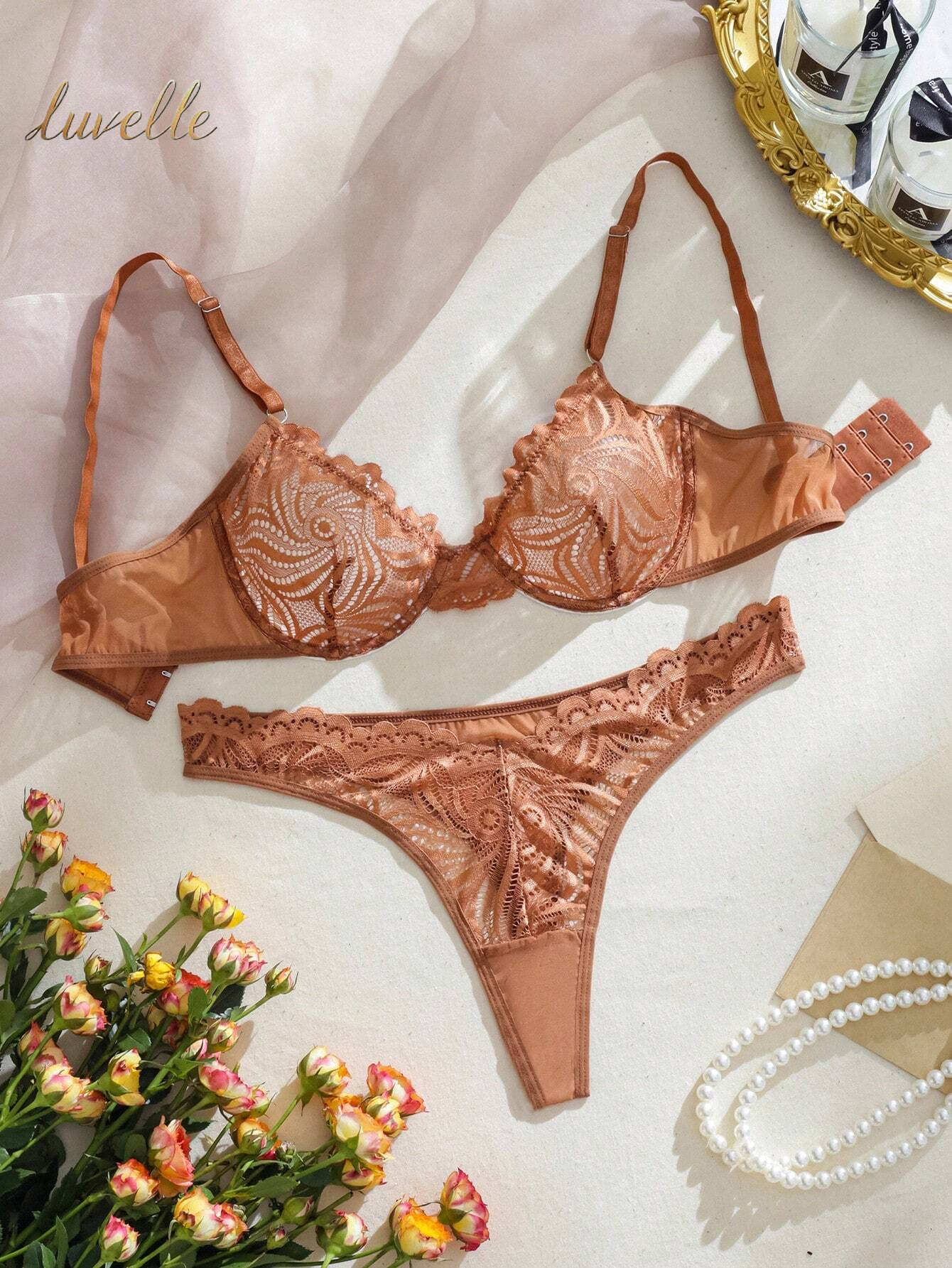 Luvelle Floral Fantasy: Lace Underwire Lingerie Set_Sienna