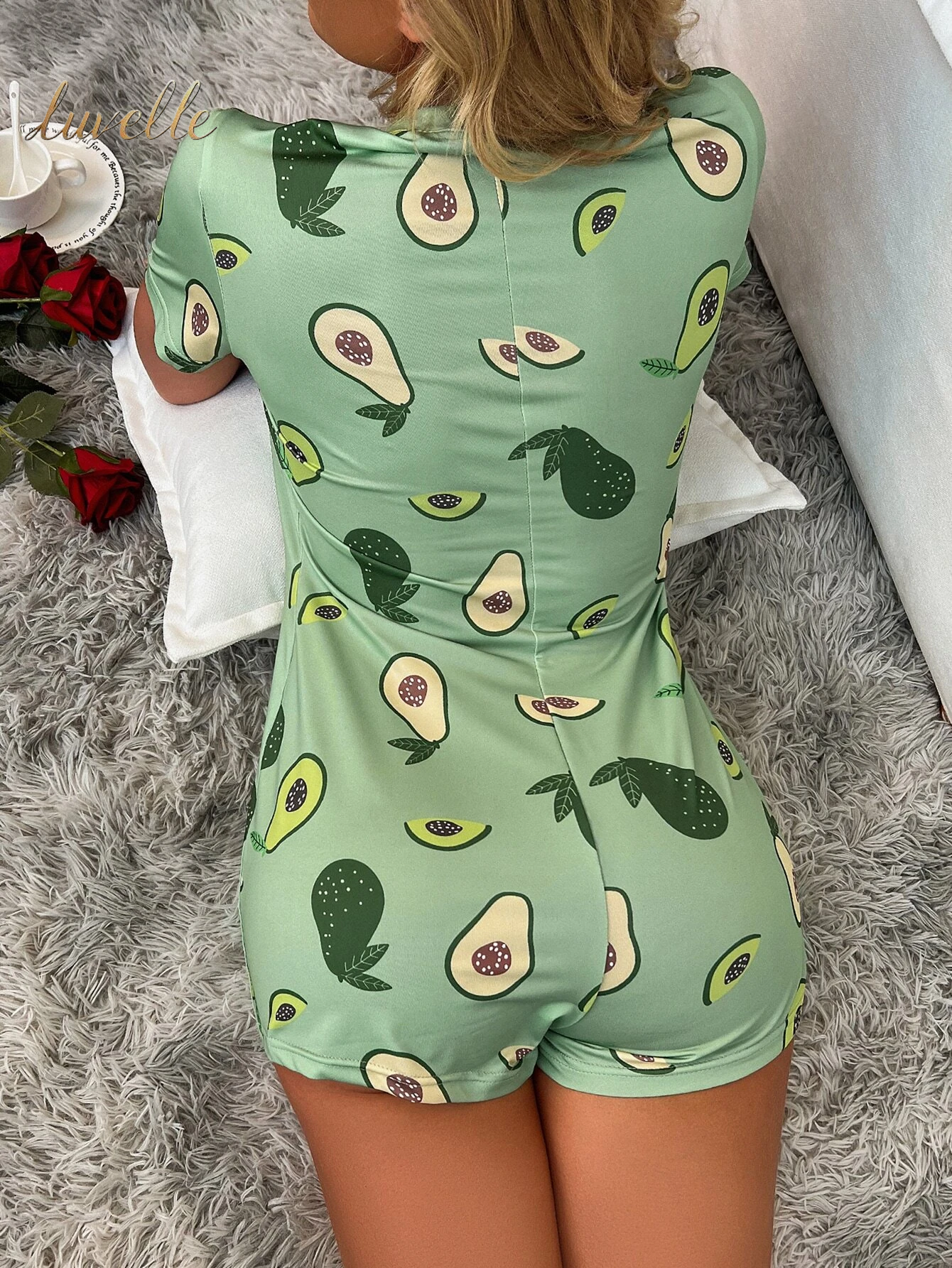 Fruit Print Half Button Sleep Romper