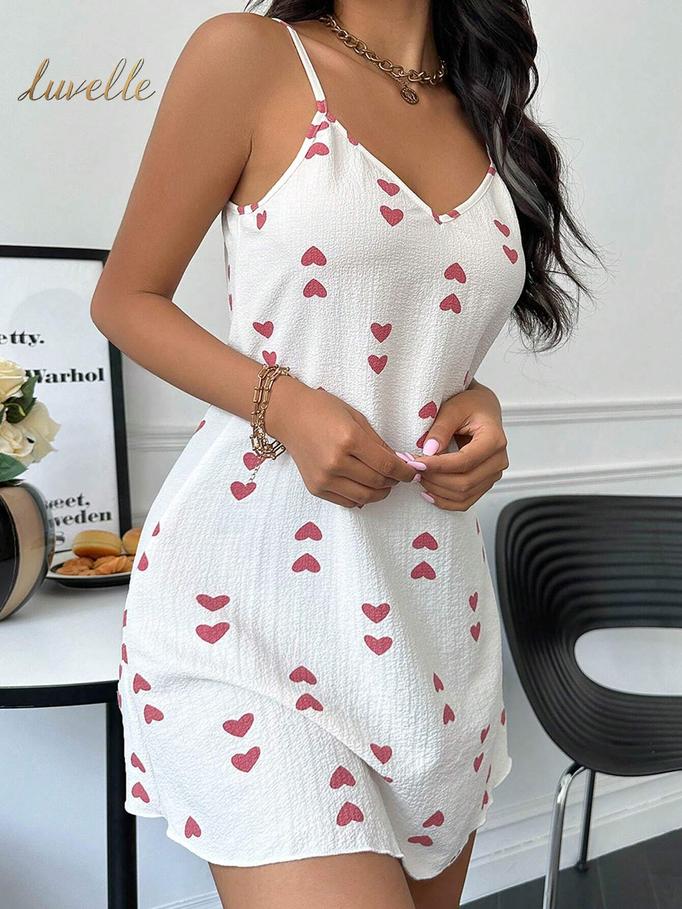 Heart Print Cami Pajama Nightdress