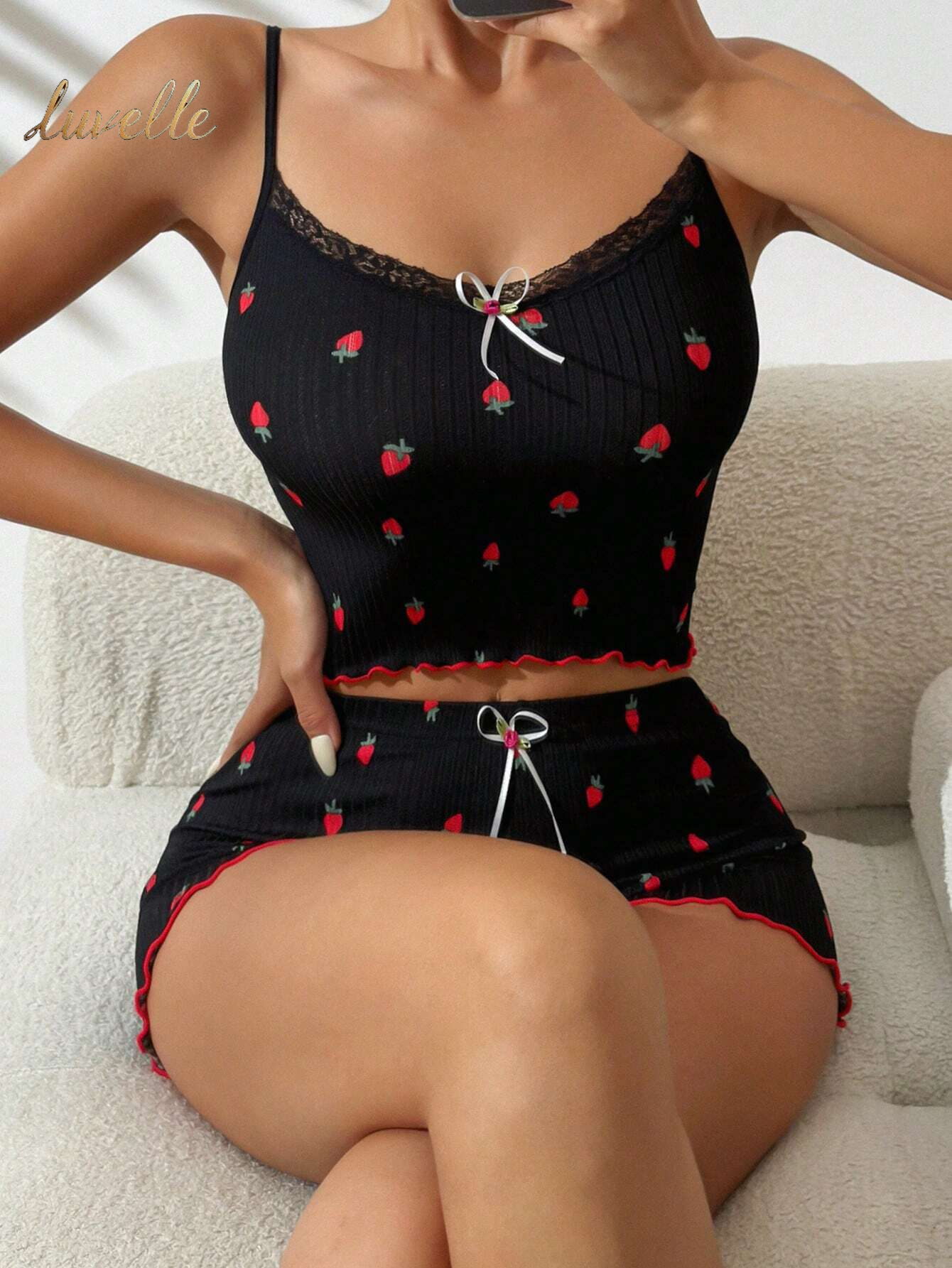 Luvelle Strawberry Sunrise: PJ matching set _Black