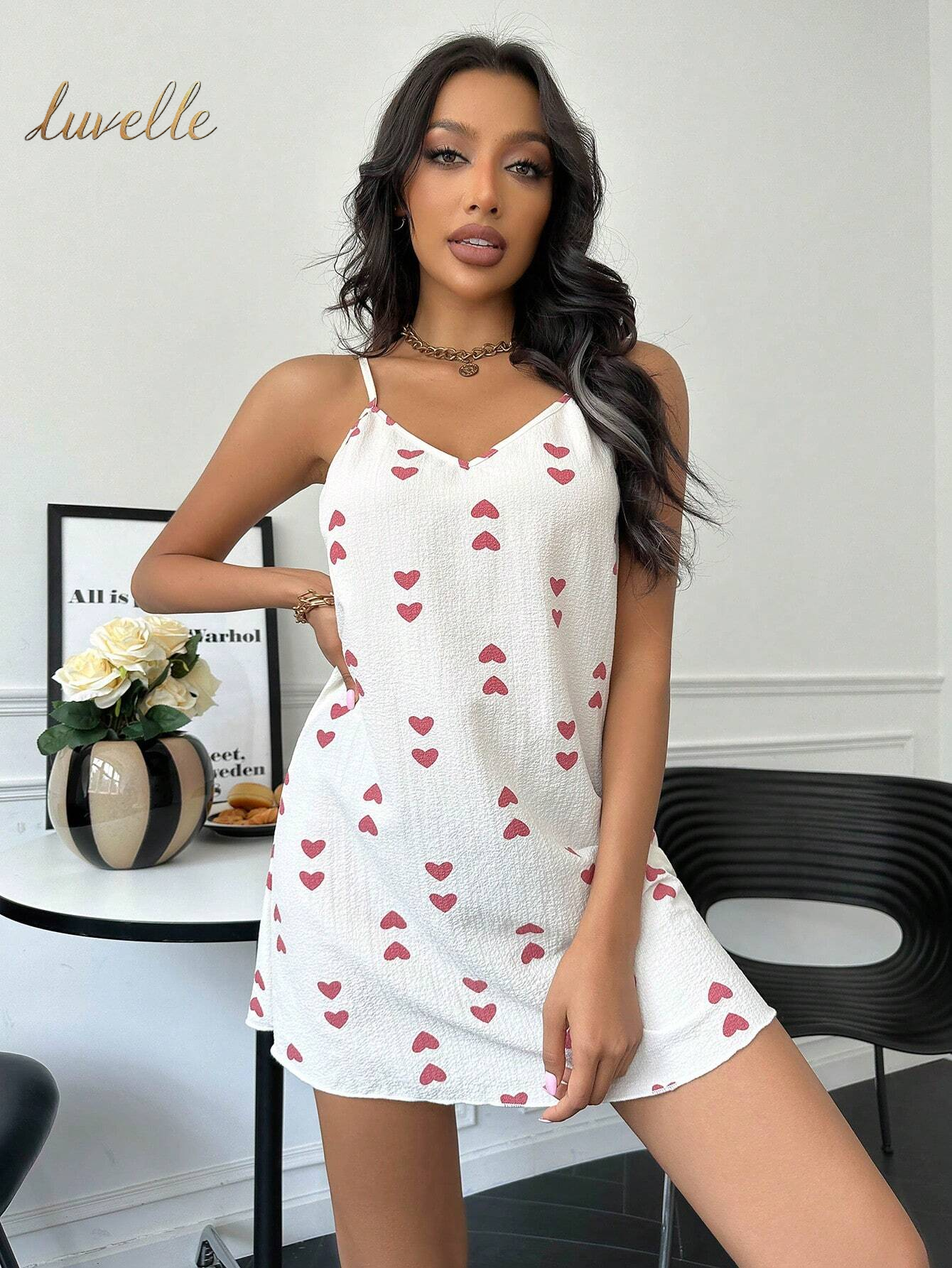 Heart Print Cami Pajama Nightdress