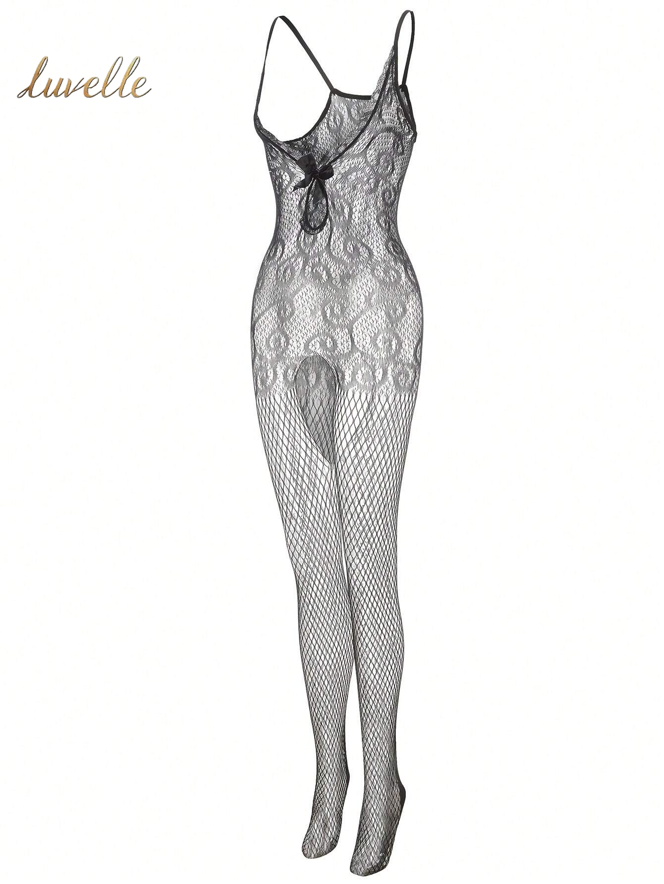 Fishnet Cut-Out Bodystocking Lingerie_Black