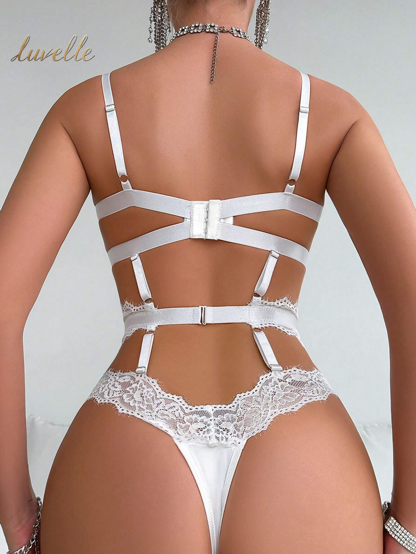 Classic Sexy Women'S Sexy Lace Bodysuit Lingerie_White