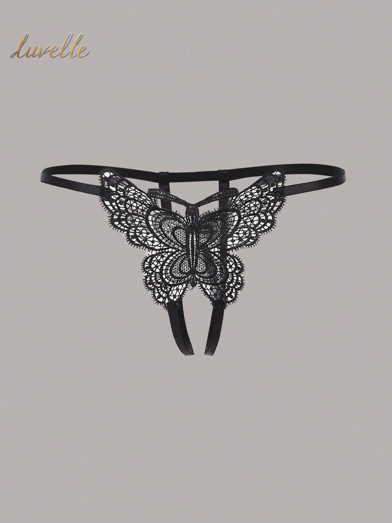 Butterfly Design Crotchless Panty_Black